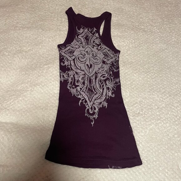 Y2k Zona Libre Purple Blingy Bedazzled top - Picture 2 of 3